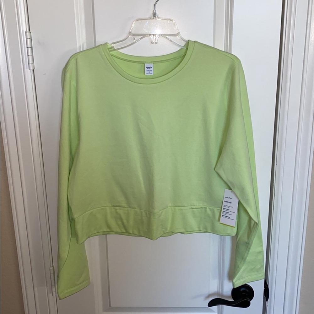 NWT Womens Old Navy Active Long Sleeve Crop Top Light Green size XL